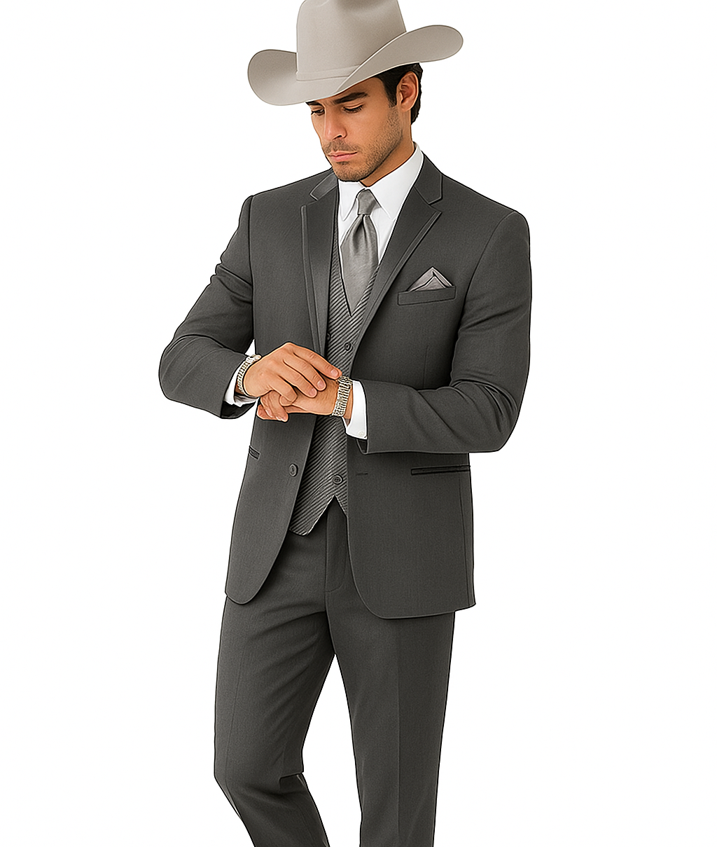 2 Button Trim Tuxedo in Grey Suit - Country Wedding Suits - Image 6