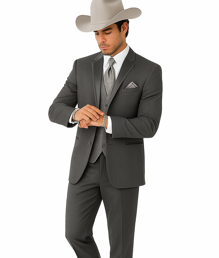 2 Button Trim Tuxedo in Grey Suit - Country Wedding Suits - Image 6