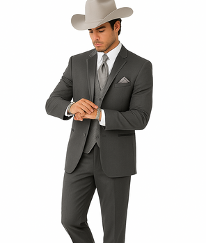 2 Button Trim Tuxedo in Grey Suit - Country Wedding Suits - Image 6