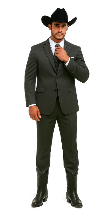 2 Button Trim Tuxedo in Grey Suit - Country Wedding Suits