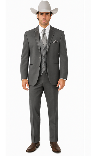2 Button Trim Tuxedo in Grey Suit - Country Wedding Suits