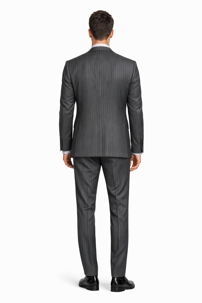 2 Buttons With Vest 3 Pieces Medium Grey PinStripe - Image 2