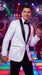 Men’s White Dinner Jacket Disco Blazer 1980s Sequin Style Jacket – Black Lapel Party Blazer, Formal Masquerade Club Wear Paisley Fabric + Bowtie