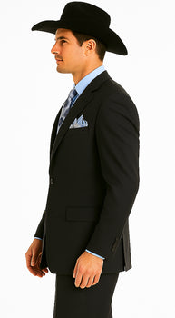 2 PC 2 Buttons Suit Luxurious Poly Rayon Charcoal Cheap Priced Business Suit Clearance Sale - Image 6