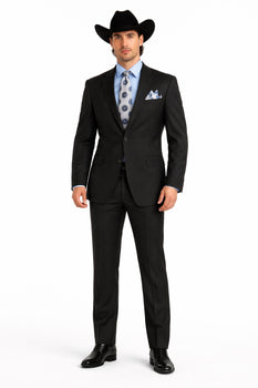2 PC 2 Buttons Suit Luxurious Poly Rayon Charcoal Cheap Priced Business Suit Clearance Sale