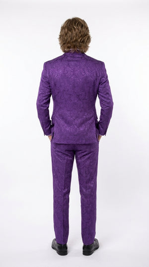 Men’s Purple Paisley 2-Piece Suit – 1970s Disco, Retro Rockabilly, Prom and Party Suit Modern Fit