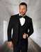 Mens Vested Shawl Lapel Tuxedo With Satin Trim in Black