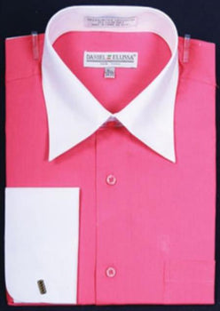 mens fuschia dress shirt Men's Fuchsia Satin with Tie & Handkerchief 20.5 35/36 / Fuchsia NOT US/EUR Size 20 Inch Neck Dress Shirts