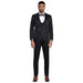 2025 Floral Mens 3PC Suit w/ Double Breasted Prom Vest by Tazzio, Black Black Prom Tuxedos