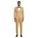 2026 Floral Mens 3PC Suit w/ Double Breasted Vest by Tazzio, Golden