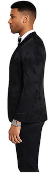 2025 Floral Mens 3PC Suit w/ Double Breasted Prom Vest by Tazzio, Black Black Prom Tuxedos - Image 6