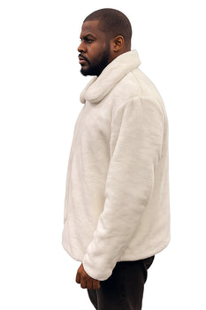 Men's White Fur Short Coat – Single Breasted, Full Zip, Regular Fit - Image 7