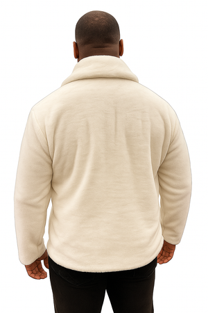 Men's White Fur Short Coat – Single Breasted, Full Zip, Regular Fit - Image 2