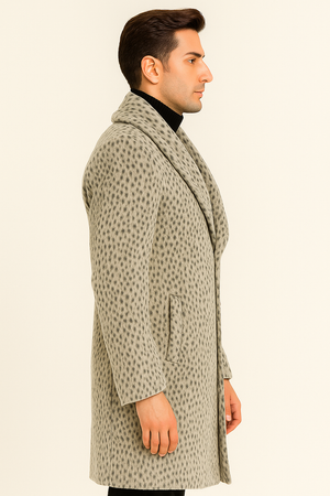 Vintage 1920s Gangster Pimp Coat – Full Length Leopard Faux Fur Style Gray Grey Color