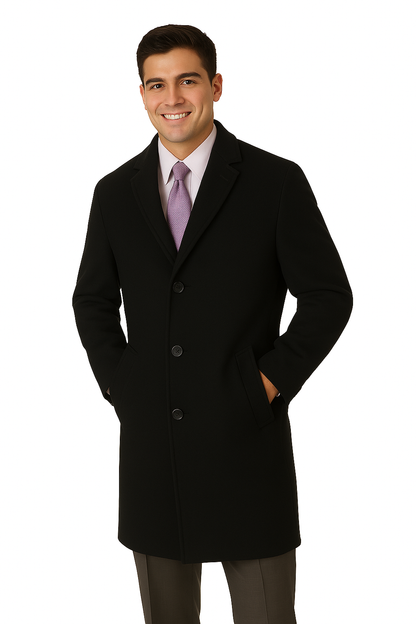 Men's Heavy Wool Overcoat – Classic Full Length Winter Topcoat - Image 6