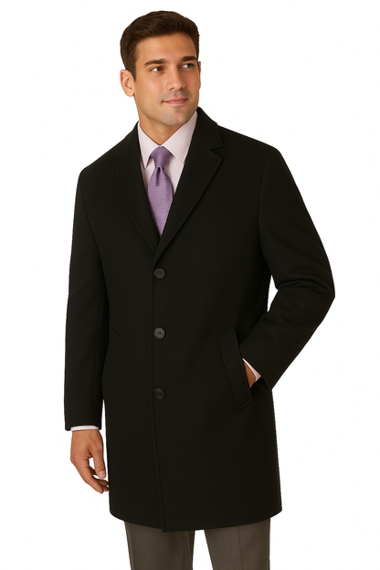 Men's Heavy Wool Overcoat – Classic Full Length Winter Topcoat - Image 7