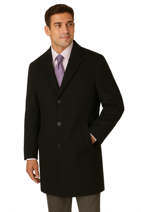 Men's Heavy Wool Overcoat – Classic Full Length Winter Topcoat