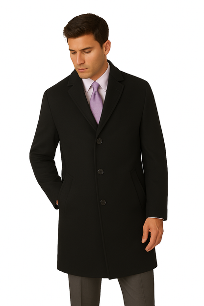 Men's Heavy Wool Overcoat – Classic Full Length Winter Topcoat - Image 2