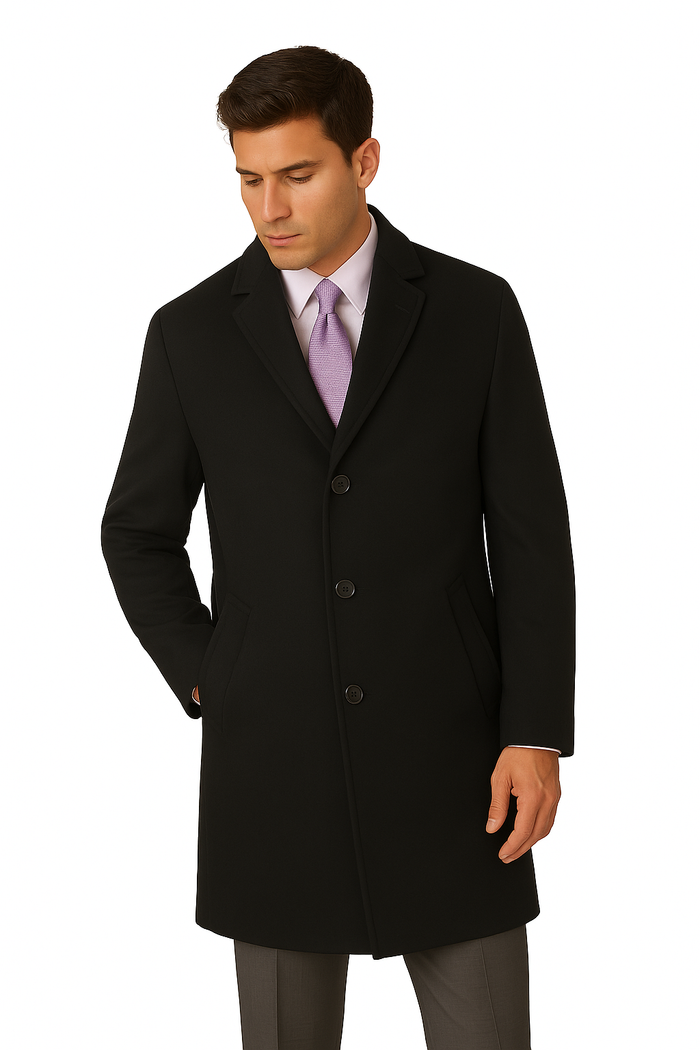 Men's Heavy Wool Overcoat – Classic Full Length Winter Topcoat - Image 2
