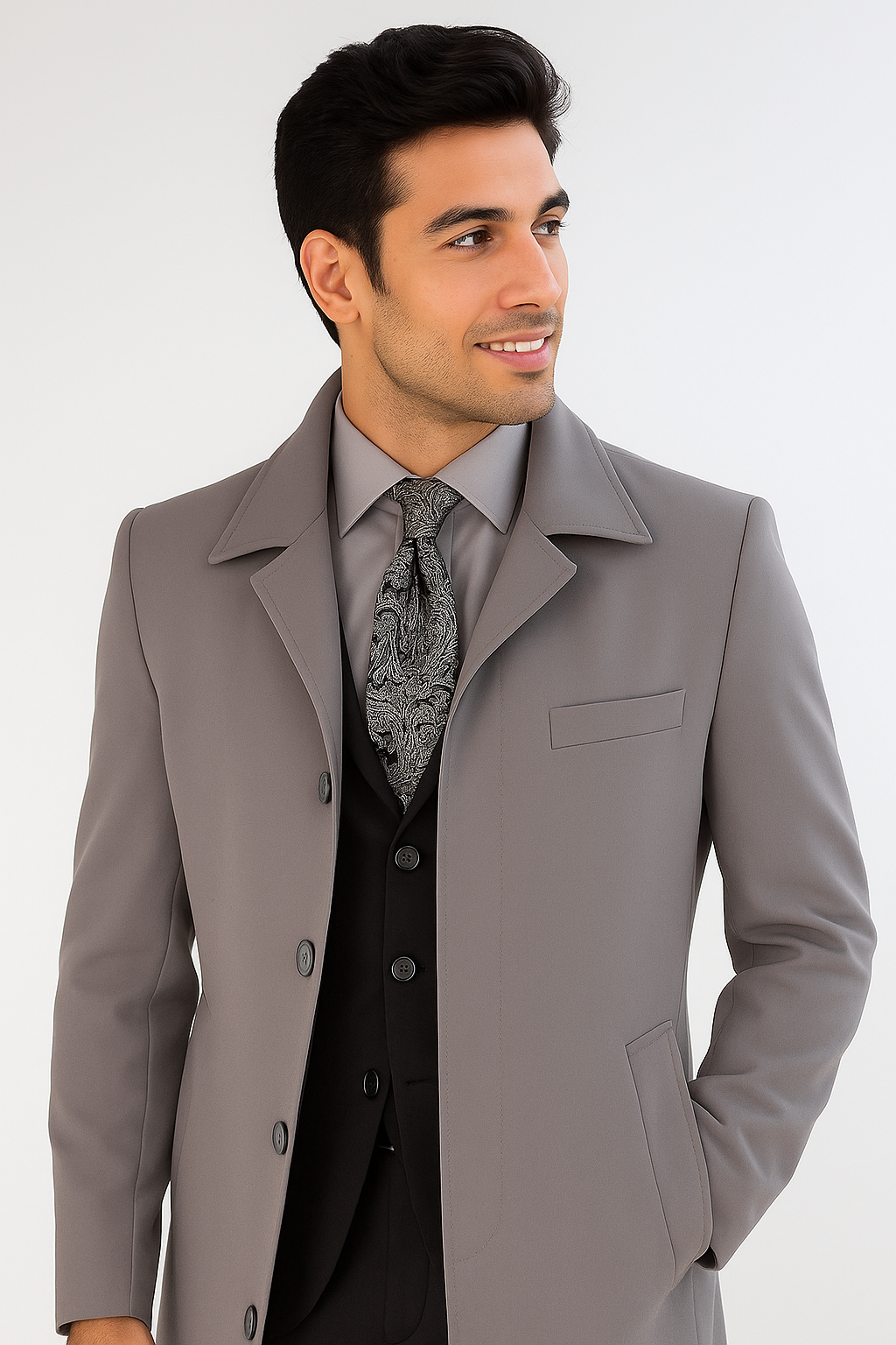 Men's Full Length Overcoat – Classic Winter Long Top Coat - Image 6