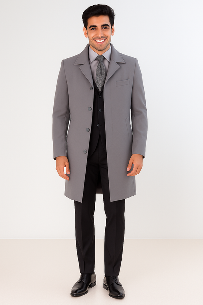 Men's Full Length Overcoat – Classic Winter Long Top Coat - Image 4