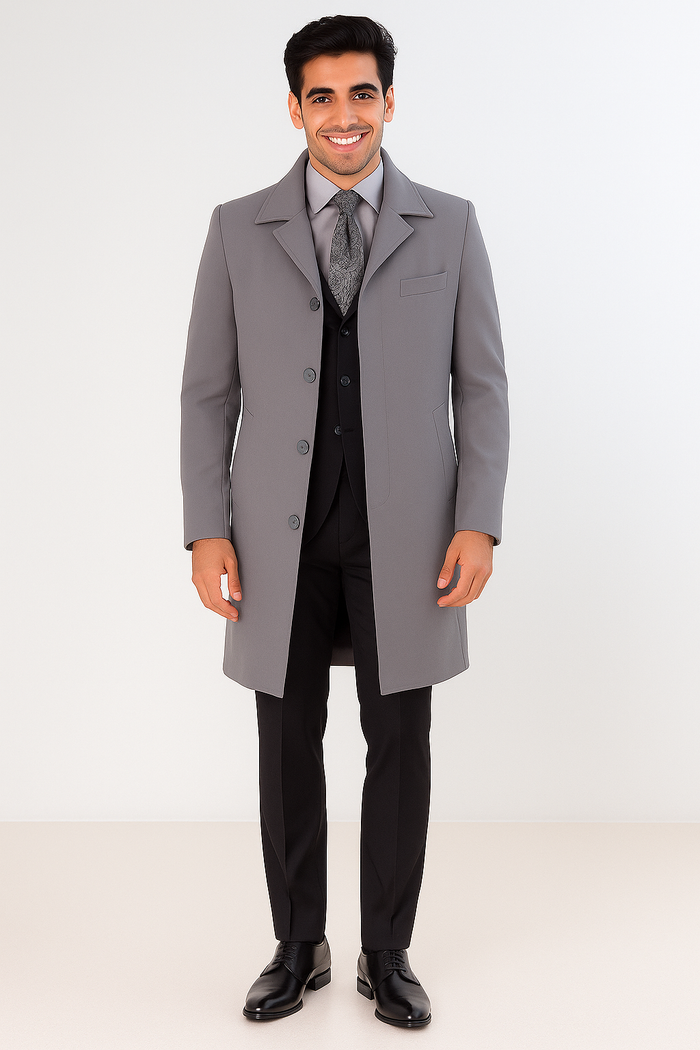 Men's Full Length Overcoat – Classic Winter Long Top Coat - Image 4