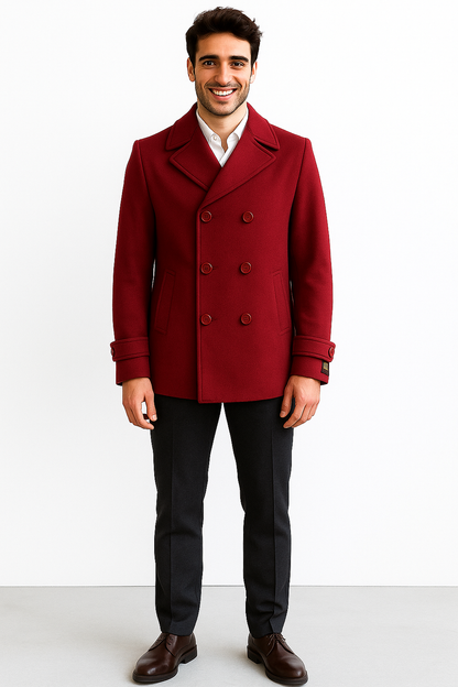 Men's Big & Tall Wool Peacoat â Classic Double Breasted Overcoat Style - Image 8
