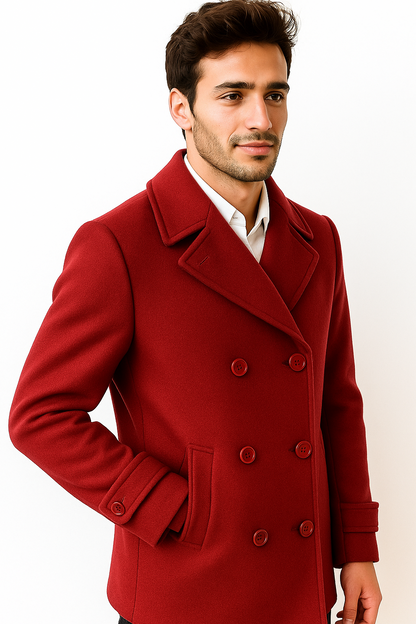 Men's Big & Tall Wool Peacoat â Classic Double Breasted Overcoat Style - Image 3