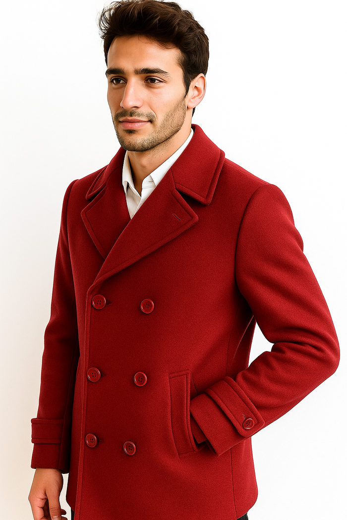 Men's Big & Tall Wool Peacoat â Classic Double Breasted Overcoat Style - Image 6
