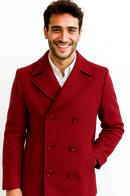 Men's Big & Tall Wool Peacoat â Classic Double Breasted Overcoat Style - Image 7