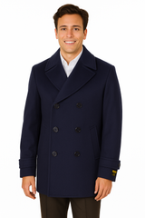 Big & Tall Men's Wool Peacoat â Classic Double Breasted Overcoat
