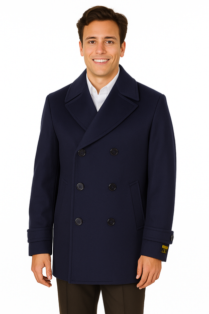 Big & Tall Men's Wool Peacoat â Classic Double Breasted Overcoat
