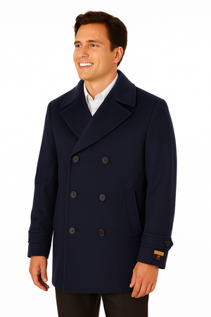 Big & Tall Men's Wool Peacoat â Classic Double Breasted Overcoat - Image 2
