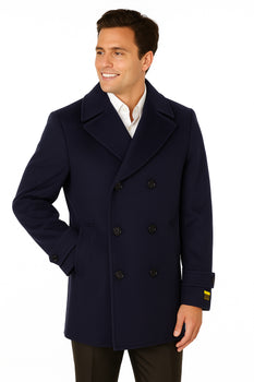 Big & Tall Men's Wool Peacoat â Classic Double Breasted Overcoat - Image 3