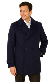 Big & Tall Men's Wool Peacoat â Classic Double Breasted Overcoat - Image 6