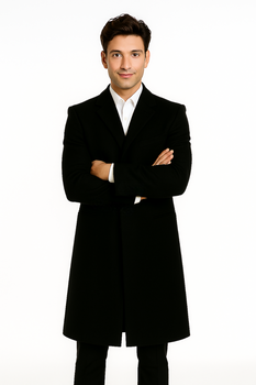 Men's Black Wool Overcoat – 3 Button Ankle Length Winter Dress Coat - Image 5