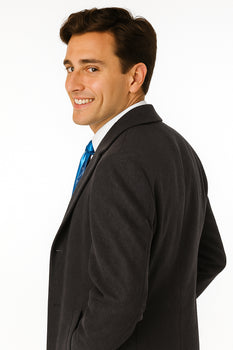 Men's Charcoal Grey Wool & Cashmere Overcoat – Classic Full Length - Image 2