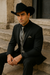 Men’s Black Western Tuxedo with Silver Vest & Cowboy Hat – Slim Fit
