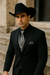 Men’s Black Western Tuxedo with Silver Vest & Cowboy Hat – Slim Fit