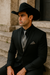Men’s Black Western Tuxedo with Silver Vest & Cowboy Hat – Slim Fit