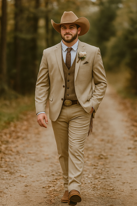 Stylish Cowboy Wedding Suit for Men – Rustic Western Elegance
