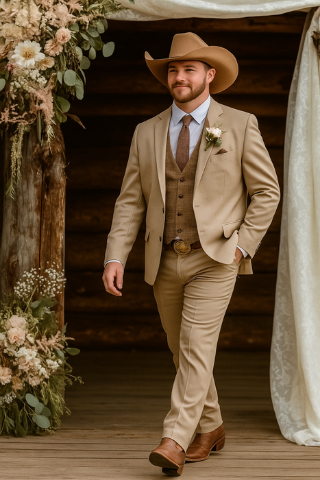 Stylish Cowboy Wedding Suit for Men – Rustic Western Elegance