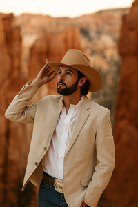Casual Cowboy Blazer for Men – Western Style with Rustic Charm in Light Sand Tan Color
