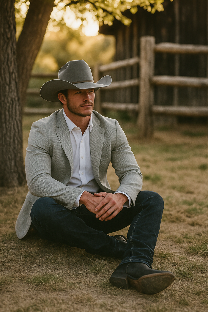 Silver Ash Very Light Gray Western Cowboy Blazer for Men – Solid Grey with Modern Fit