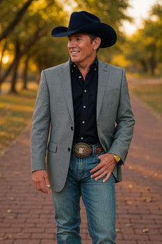 Modern Cowboy Blazer for Men – Grey Western Jacket with Style