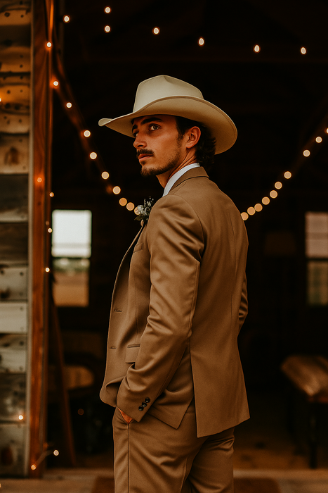 Modern Cowboy Style Suit for Men – Rustic Brown Western Elegance