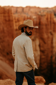 Casual Cowboy Blazer for Men – Western Style with Rustic Charm in Light Sand Tan Color - Image 4