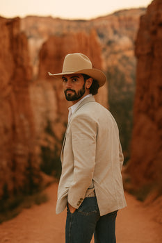 Casual Cowboy Blazer for Men – Western Style with Rustic Charm in Light Sand Tan Color - Image 6