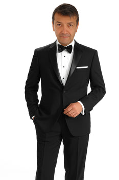 Mantoni 140s Wool 1-button Black Tuxedo -Peak Lapel - Image 2
