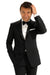 Mantoni 140s Wool 1-button Black Tuxedo -Peak Lapel